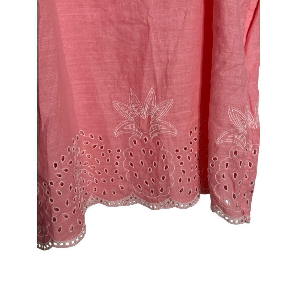 NWT Talbots LINEN BLEND SQUARE NECK TOP - EMBROIDERED PINEAPPLE - Picture 6 of 9